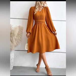 SHEIN Rust Long Sleeve Dress